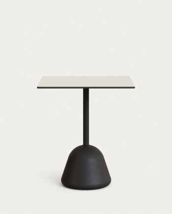 Kave Home Tiaret Havebord  Kvadratisk Hvid Højtrykslaminat Og Sort Cement  68x68x73