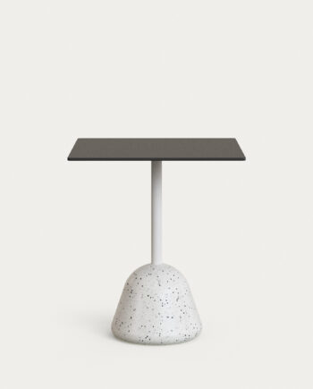 Kave Home Tiaret Havebord  Kvadratisk Sort Højtrykslaminat Og Hvid Terrazzo  68x68x73