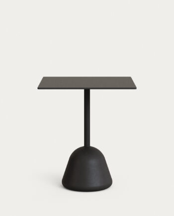 Kave Home Tiaret Havebord  Kvadratisk Sort Højtrykslaminat Og Sort Cement  68x68x73