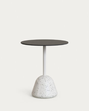 Kave Home Tiaret Havebord  Rund Sort Højtrykslaminat Og Hvid Terrazzo  ø68x73