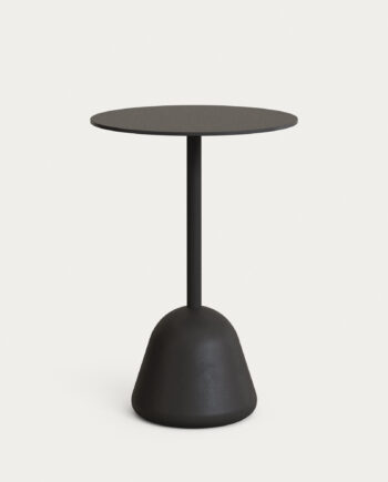 Kave Home Tiaret Havebord  Rund Sort Højtrykslaminat Og Sort Cement  ø68x73