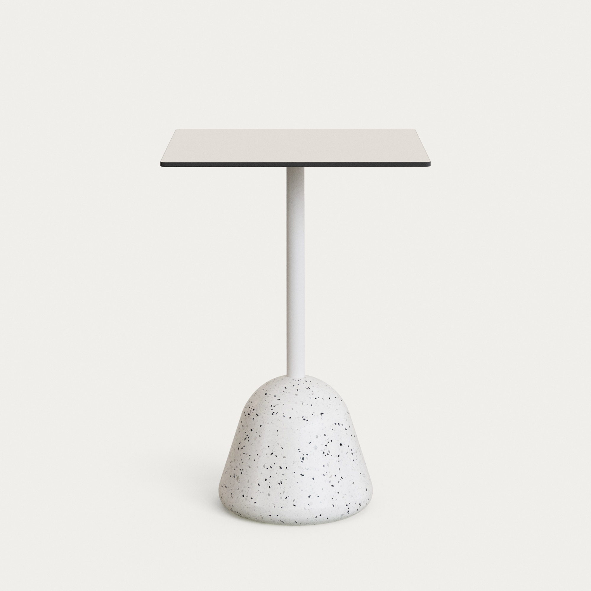 Kave Home Tiaret Højt Udendørs Barbord  Kvadratisk Hvid Højtrykslamina Og Hvid Terrazzo  68x68x97