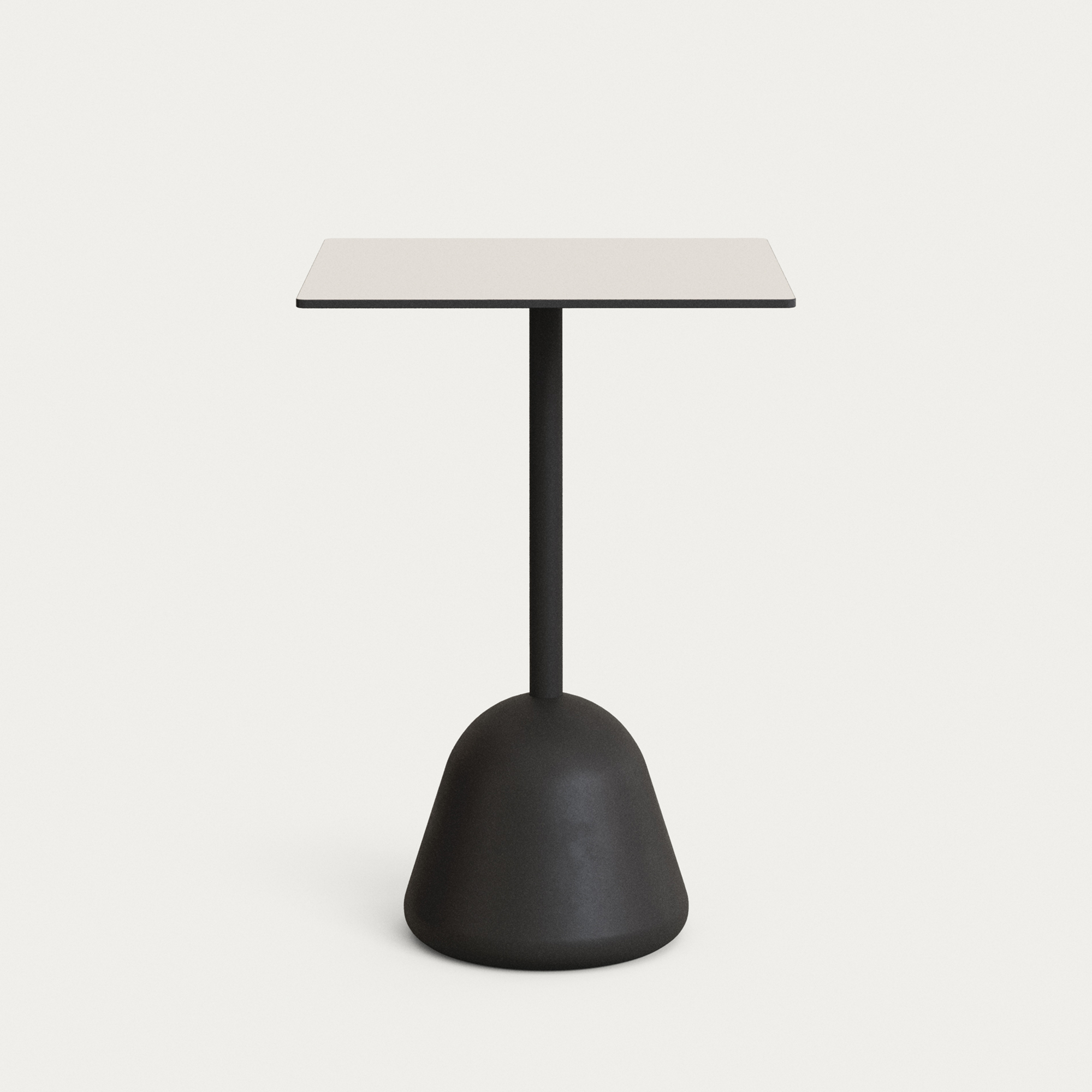 Kave Home Tiaret Højt Udendørs Barbord  Kvadratisk Hvid Højtrykslaminat Og Sort Cement  68x68x97