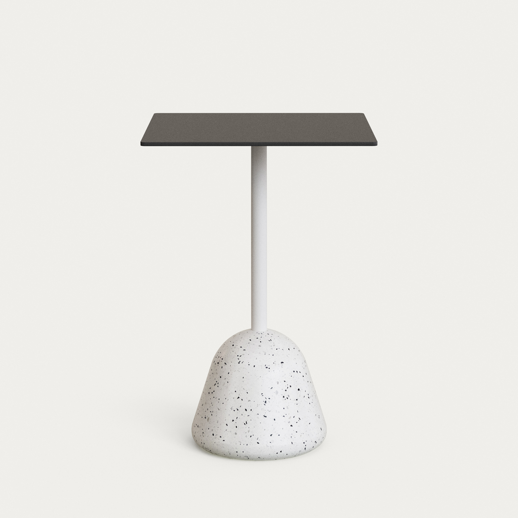 Kave Home Tiaret Højt Udendørs Barbord  Kvadratisk Sort Plade Og Hvid Terrazzo  68x68x97