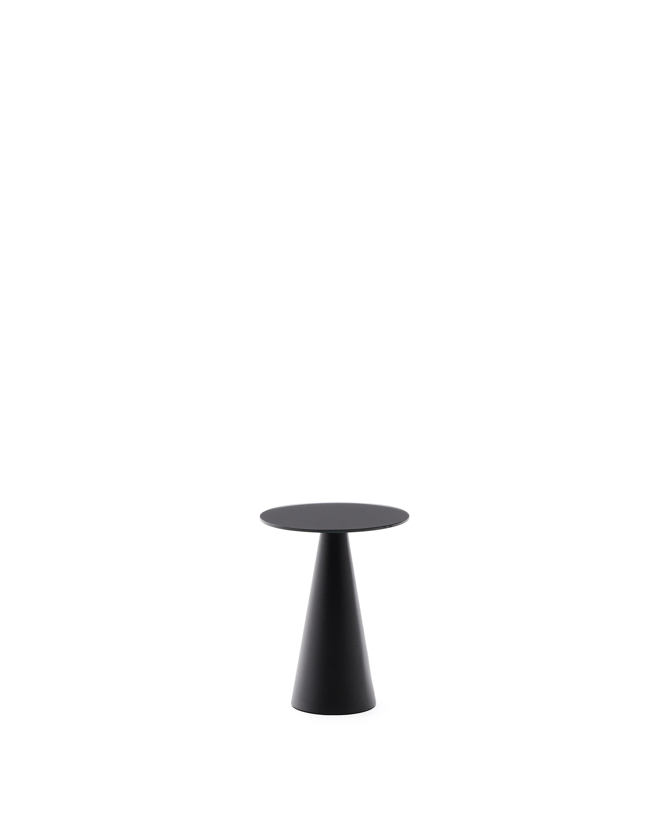 Kave Home Wilshire Sidebord  Rund Matteret Hærdet Glas Og Mat Sort Stål  ø30
