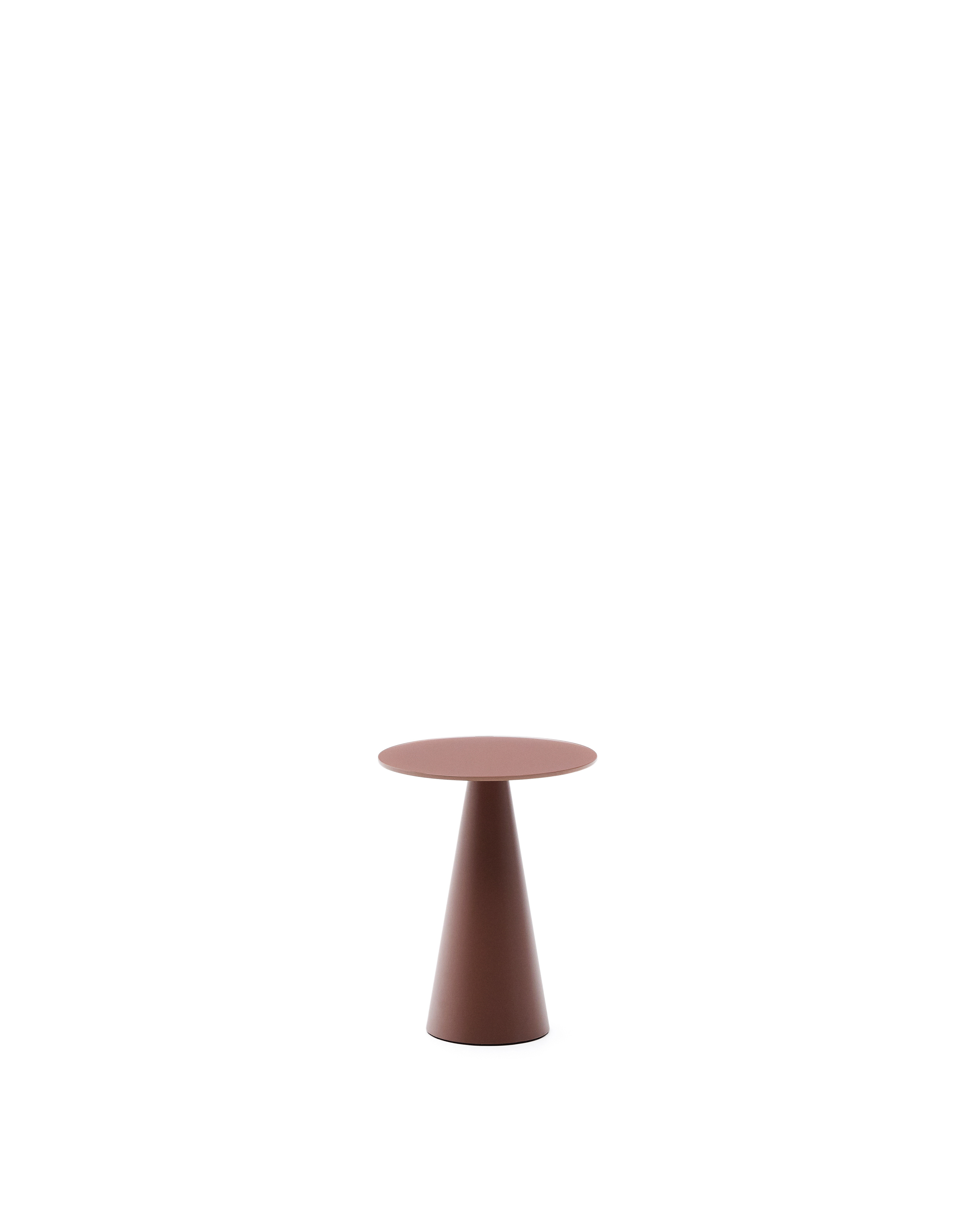 Kave Home Wilshire Sidebord  Rund Matteret Hærdet Glas Og Mat Terracotta Stål  ø30