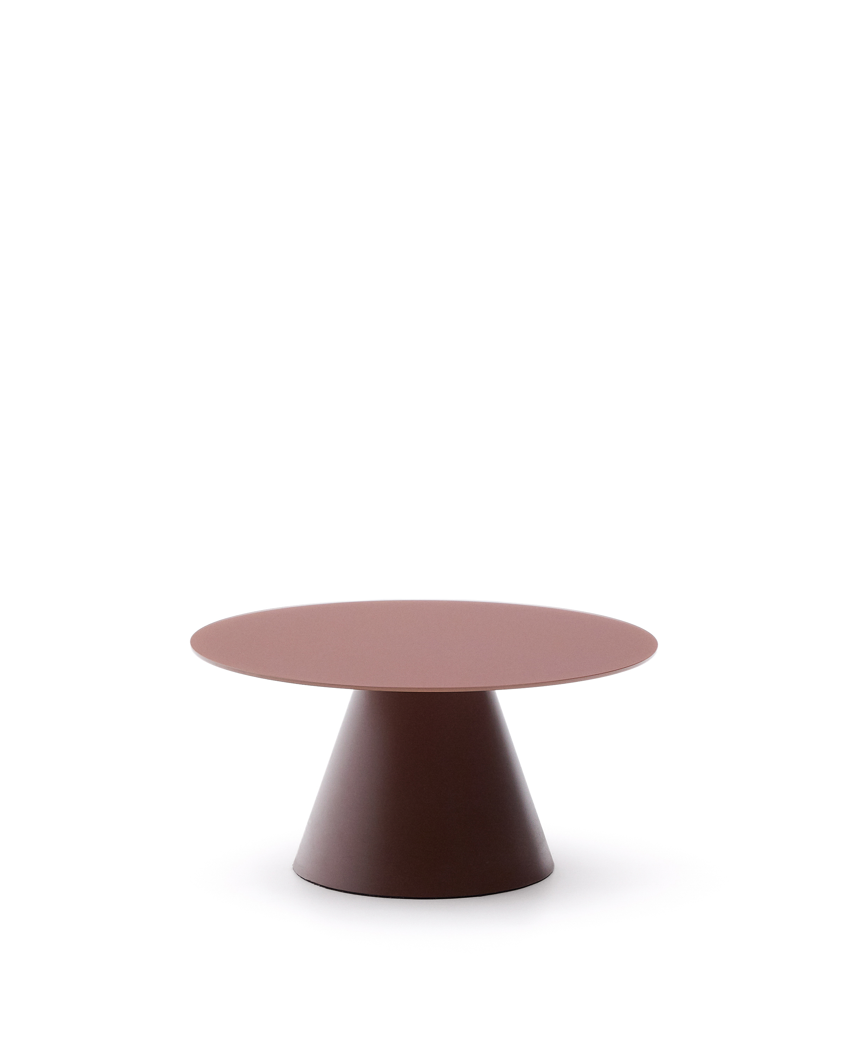 Kave Home Wilshire Sofabord  Rund Matteret Hærdet Glas Og Mat Terracotta Stål  ø80