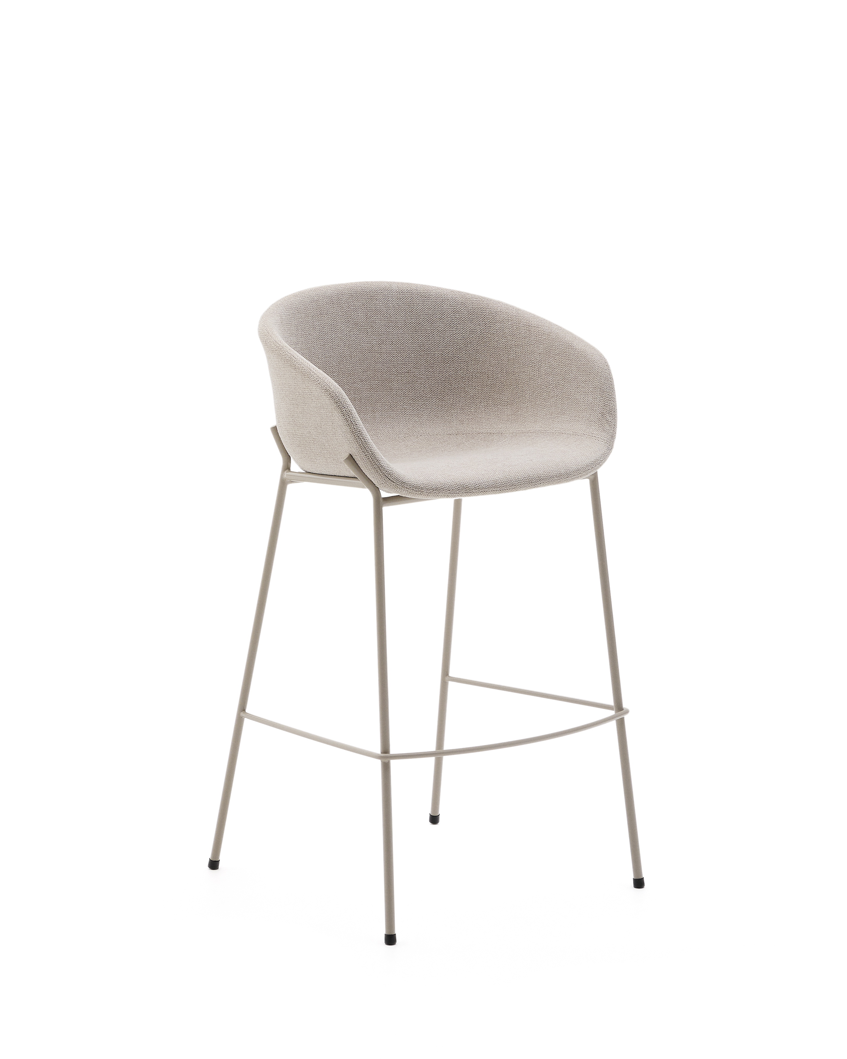 Kave Home Yvette Barstol     Ryglæn  Armlæn Og Fodstøtte Beige Chenille Og Beige Stål   :75cm