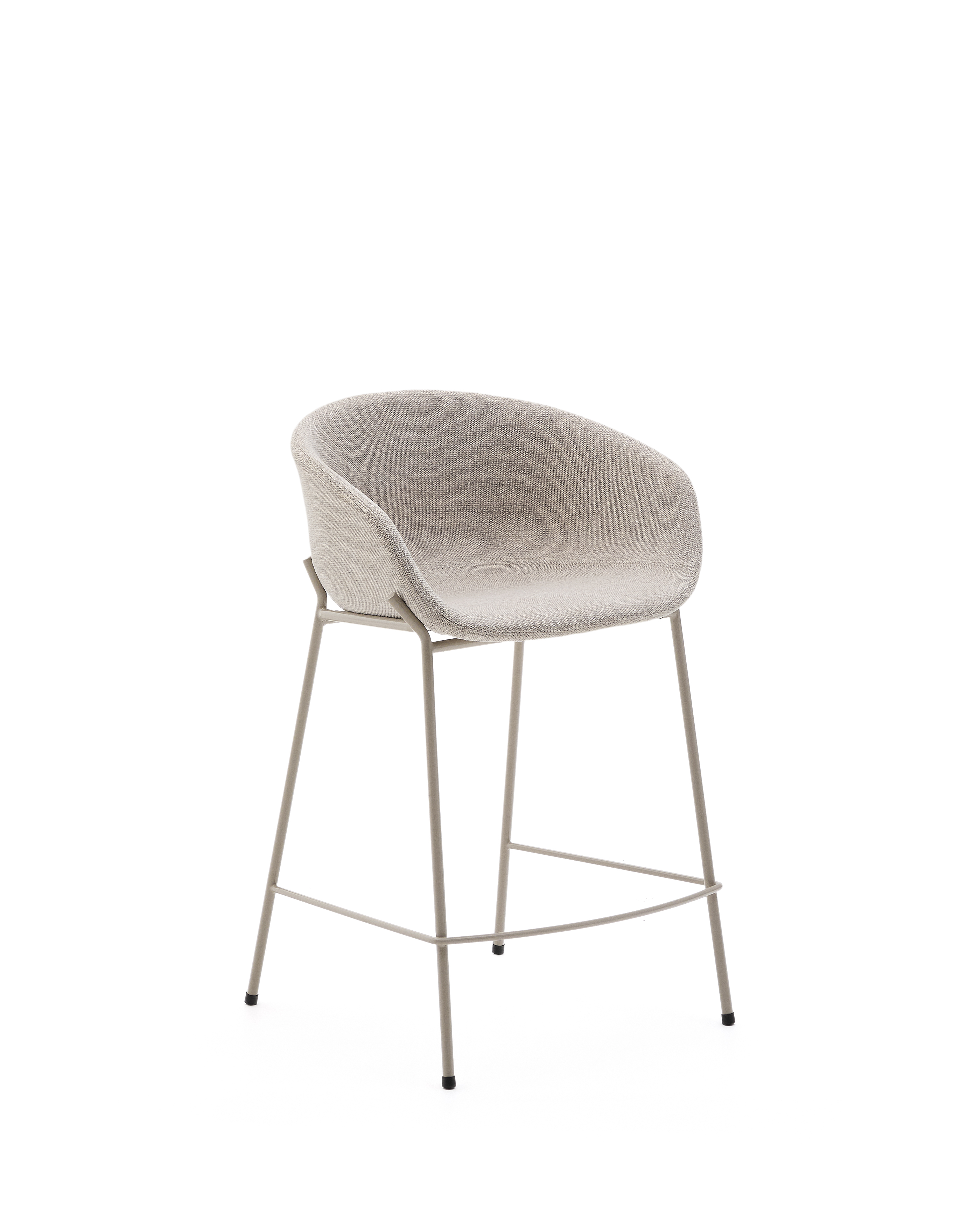 Kave Home Yvette Barstol     Ryglæn  Armlæn Og Fodstøtte Beige Chenille Og Beige Stål   :65cm