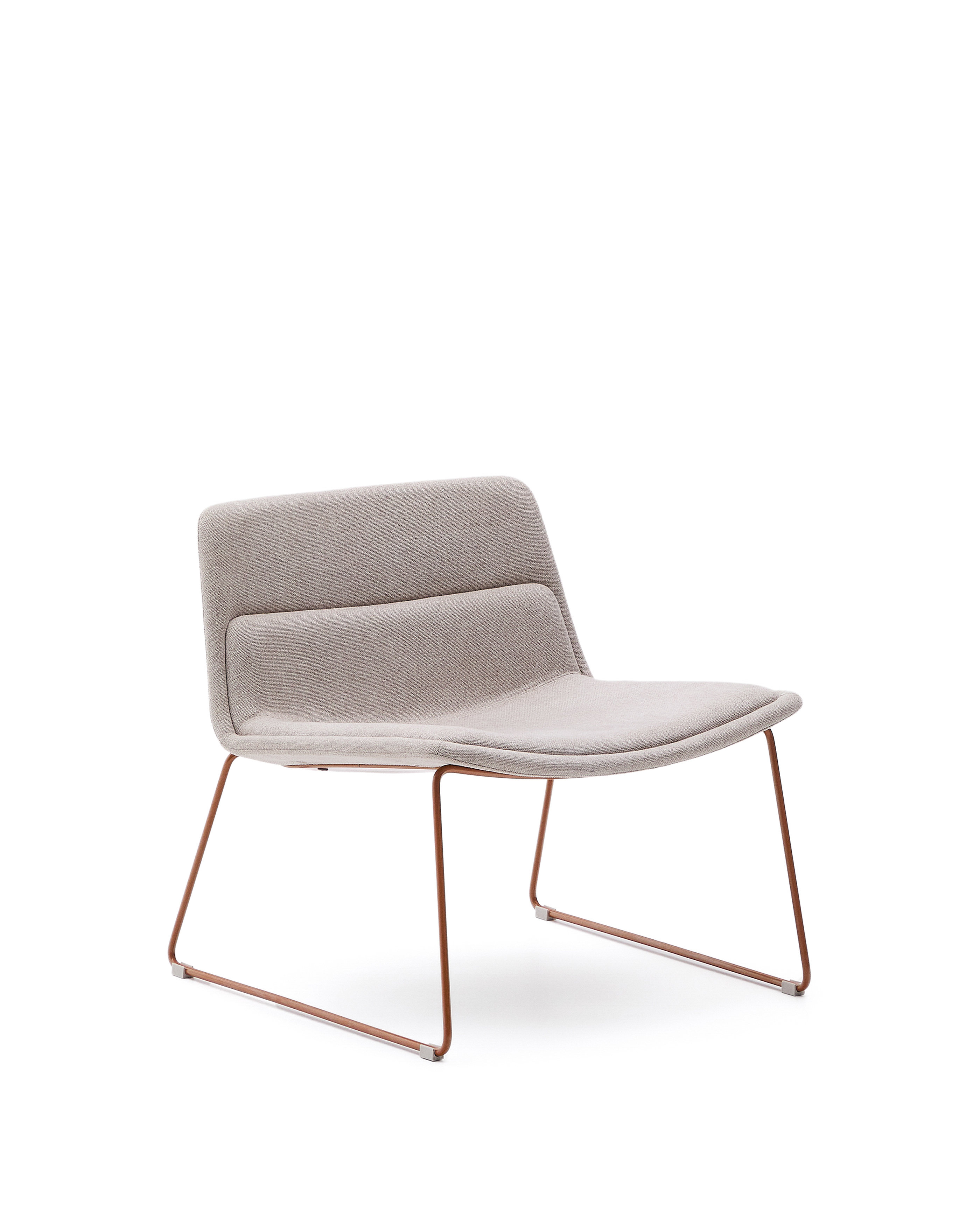 Kave Home Zahara Lænestol Beige Stof Og Terracotta Stål