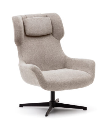 Kave Home Zalina Drejestol     Armlæn Beige Chenille Og Sort Stål