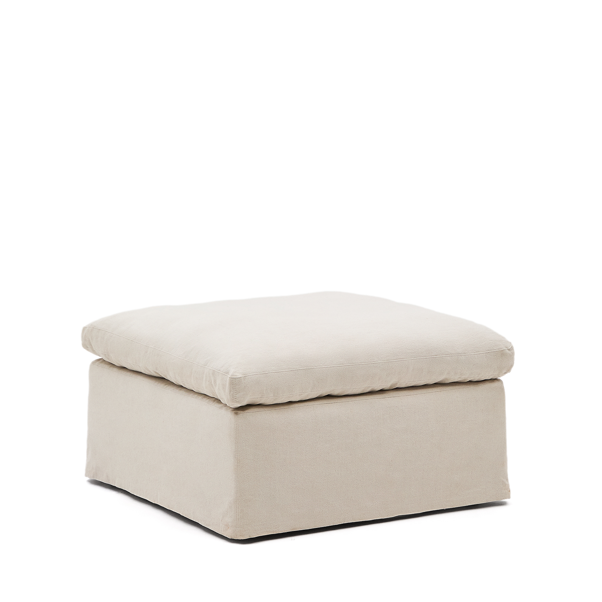 Kave Home Zenira Fodstøtte     Aftageligt Betræk  Kvadratisk Beige Bomuld Og Hør  90x90