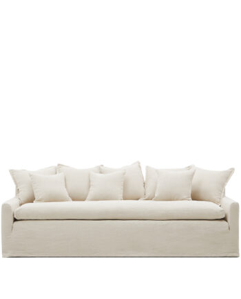 Kave Home Zenira   Pers  Sofa       Hynder Og Aftageligt Betræk Beige Bomuld Og Hør  230cm