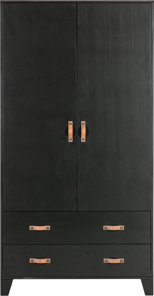 Klædeskab Woood Dian   Mat Sort Fyrretræ 180x94x40 Cm