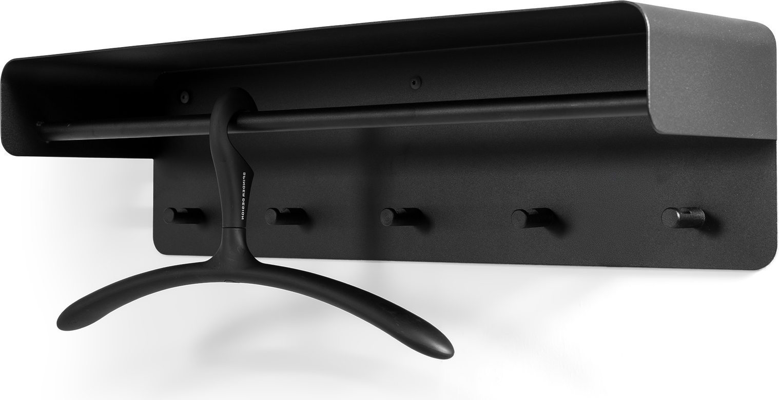 Knagerække Arcus 70 Fra Spinder Design   Vægmonteret Hattehylde   Sortlakeret Stål 19ã 70ã 19 Cm