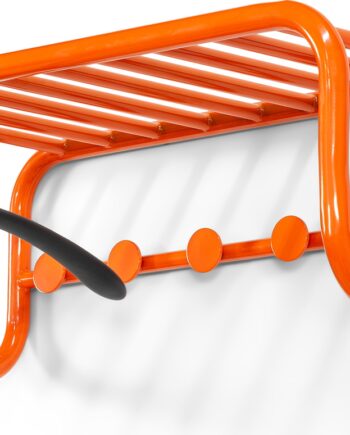 Knagerække Med Hattehylde Spinder Design Retro   Ren Orange Stål 24 8ã 72ã 35   Cm
