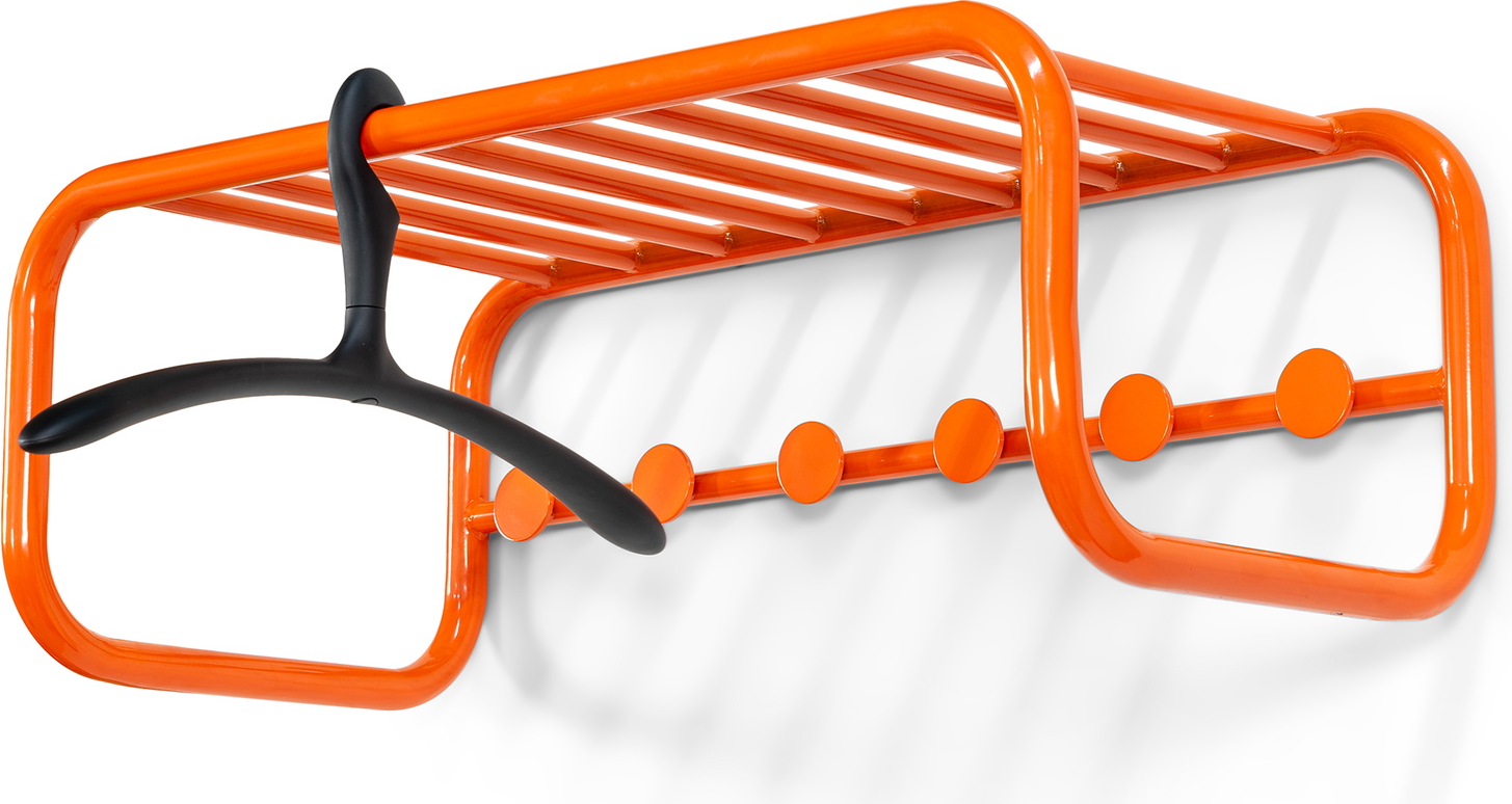 Knagerække Med Hattehylde Spinder Design Retro   Ren Orange Stål 24 8ã 72ã 35   Cm