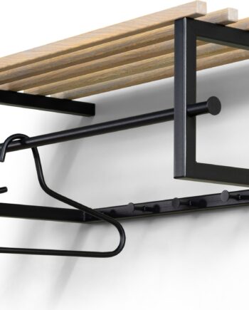 Knagerække Og Hattehylde Spinder Design Marco   Sort Stål Og Eg H26ã B76ã D34 Cm