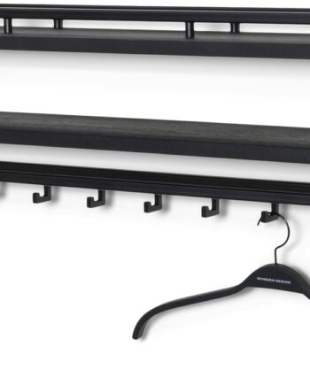 Knagerække Og Hattehylde Spinder Design School Sort Stål H29 5ã B118ã D19 Cm