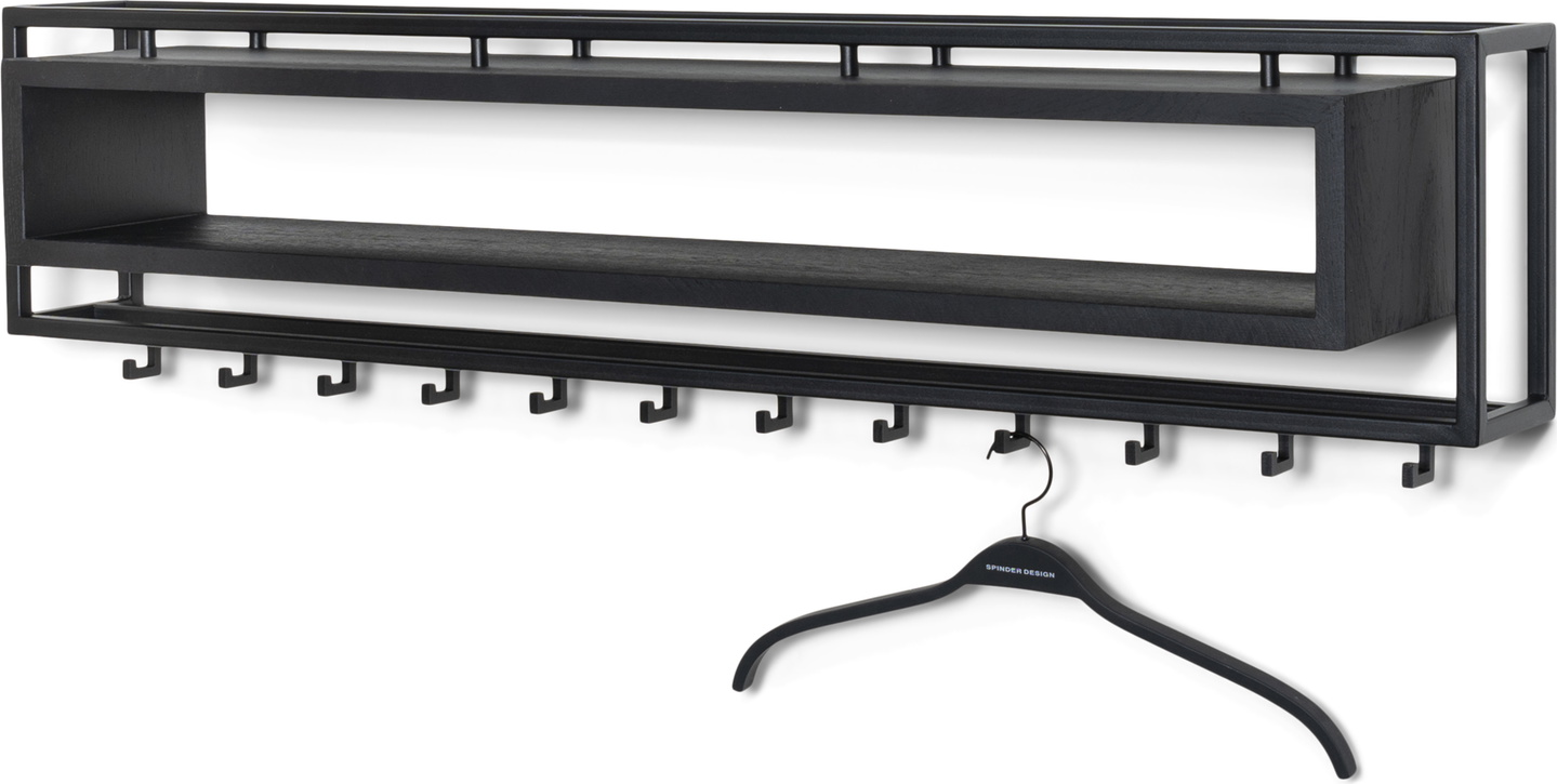 Knagerække Og Hattehylde Spinder Design School Sort Stål H29 5ã B118ã D19 Cm
