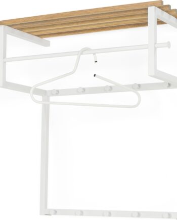 Knagerække Spinder Design Rizzoli Med Hattehylde  Bøjlerstang Og   Kroge   Hvidlakeret Stål Og Egetræ 76ã 76ã 34 Cm