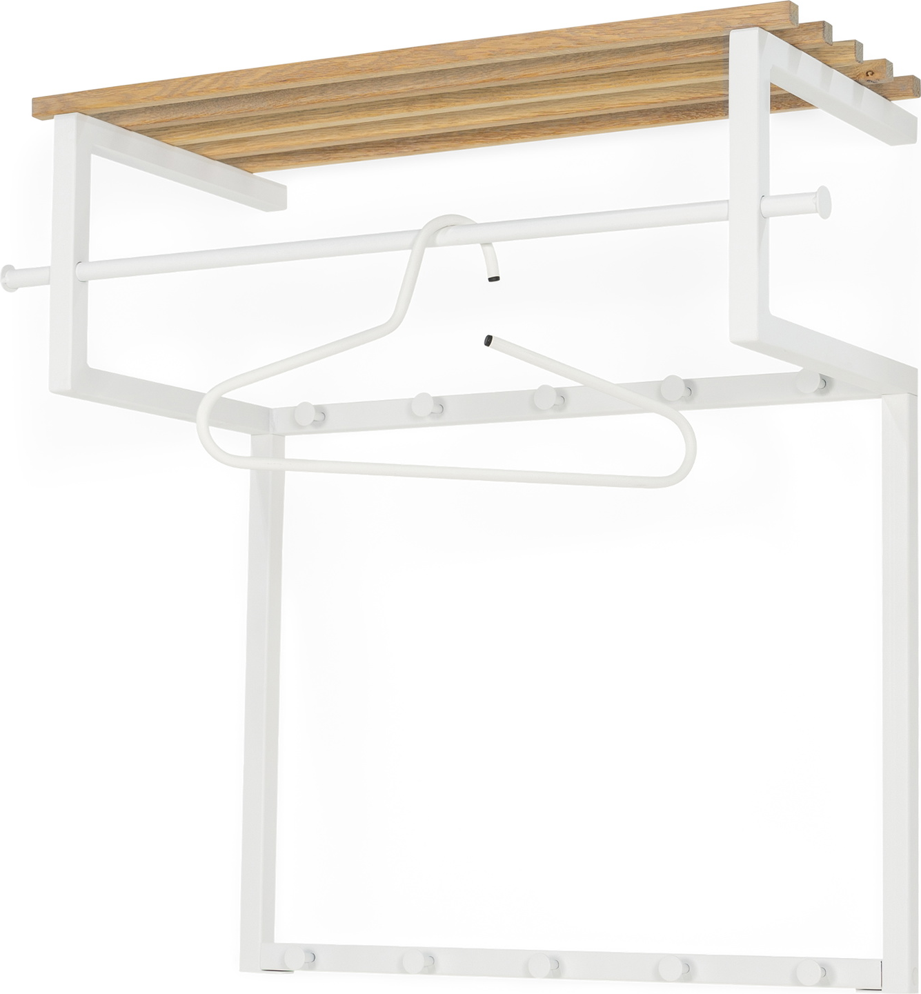 Knagerække Spinder Design Rizzoli Med Hattehylde  Bøjlerstang Og   Kroge   Hvidlakeret Stål Og Egetræ 76ã 76ã 34 Cm