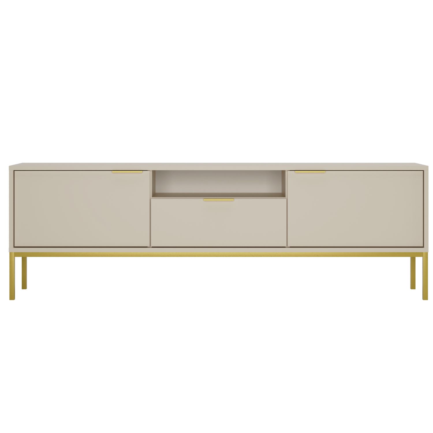 Kocot Austin Tv-bord 175       Låger    Hylde    Skuffe Cashmere Laminat Og Guld Stål  175x33