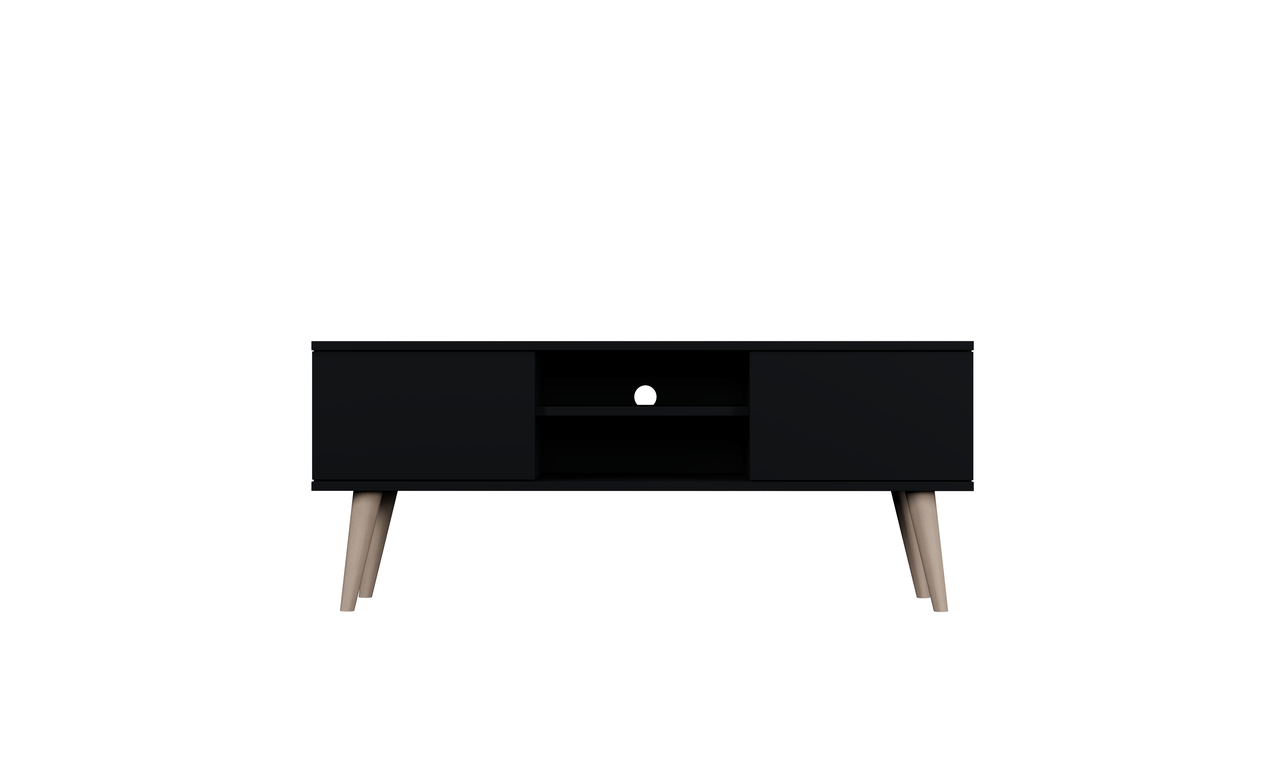 Kocot Rtv Toronto Tv-bord       Låger Og   Hylde Sort Finér Og Natur Bøgetræ  120x35