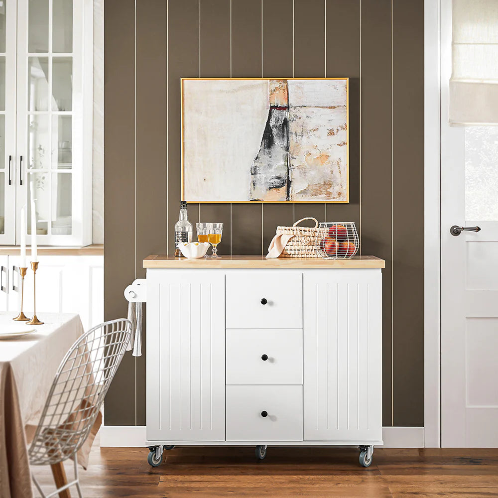 Køkkenø På Hjul  116x46x92 Cm  Hvid