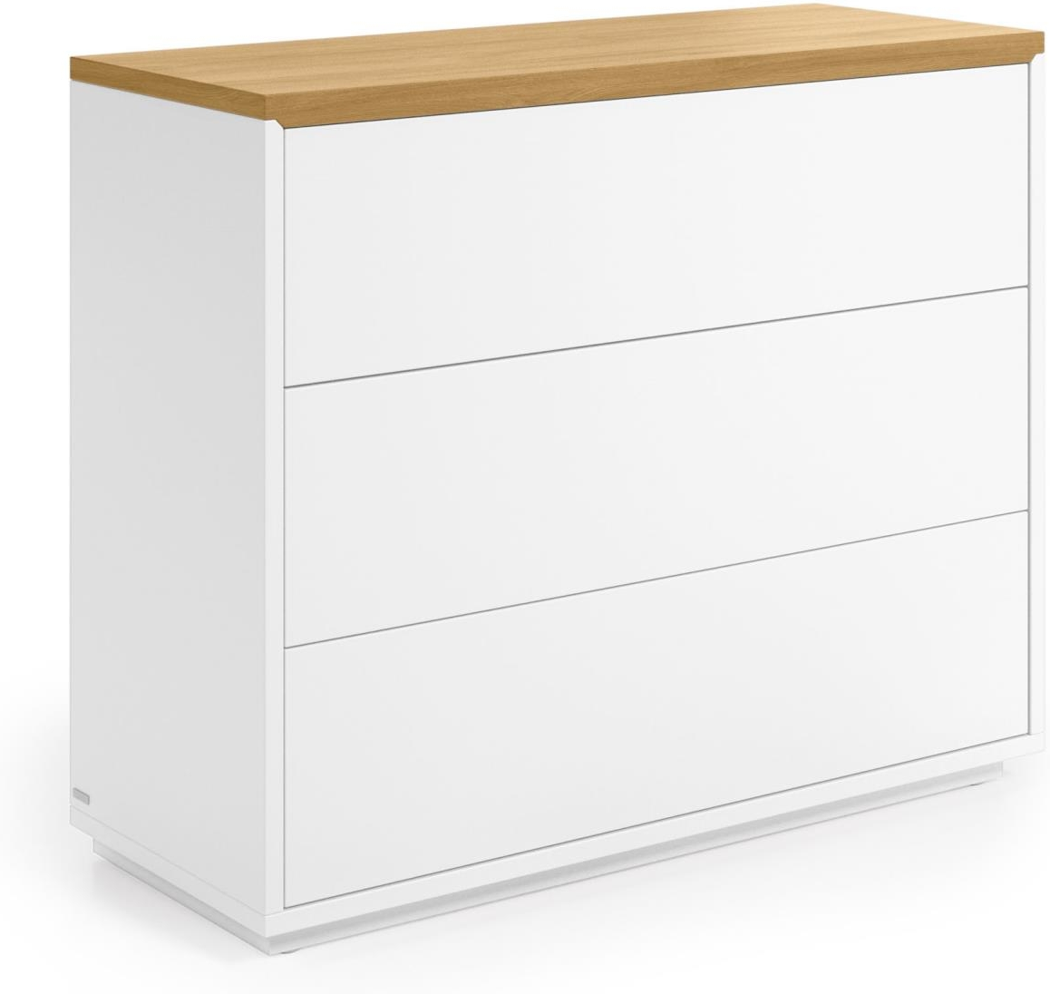 Kommode Kave Home Abilen Hvid Natur 90x36x75 Cm Skuffer Push-åbning Soft-close