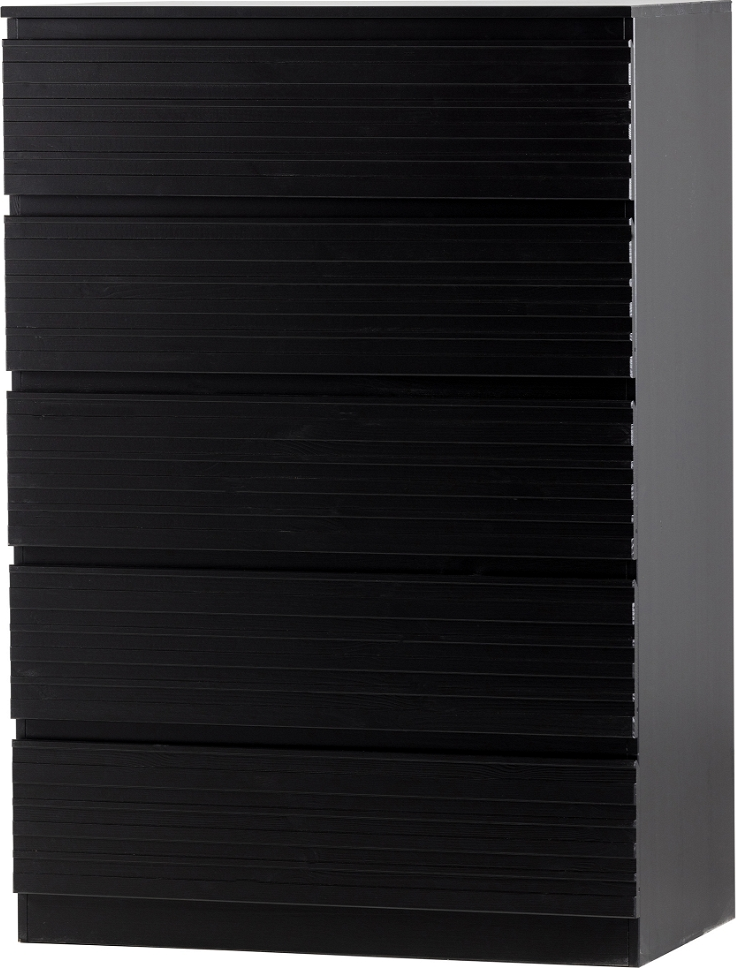 Kommode Woood Jente Mat Sort  Fsc-certificeret Fyrretræ    Skuffer Med Soft-close  120ã 83ã 46 Cm
