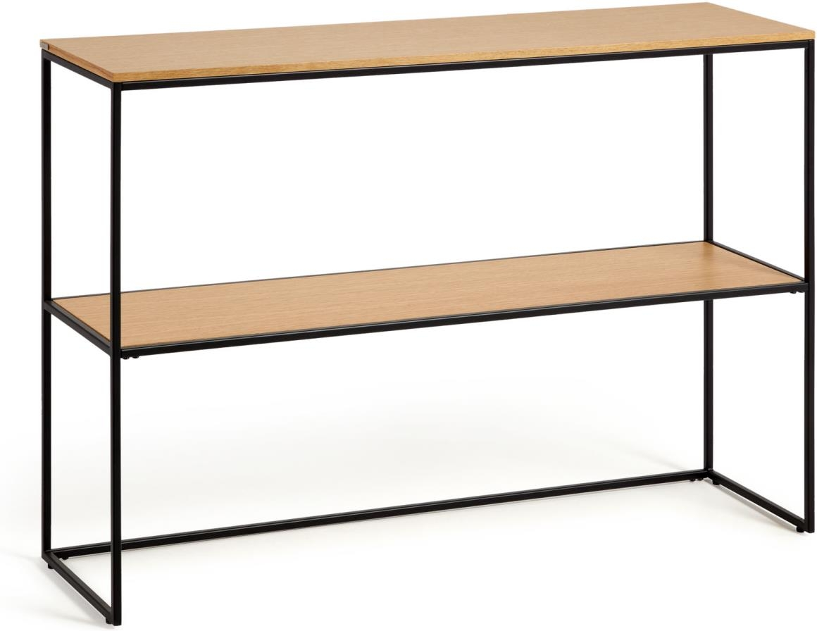 Konsolbord Afsætningsbord Kave Home Yoana   Egfinér   Mat Sort Metal 120x30x80 Cm