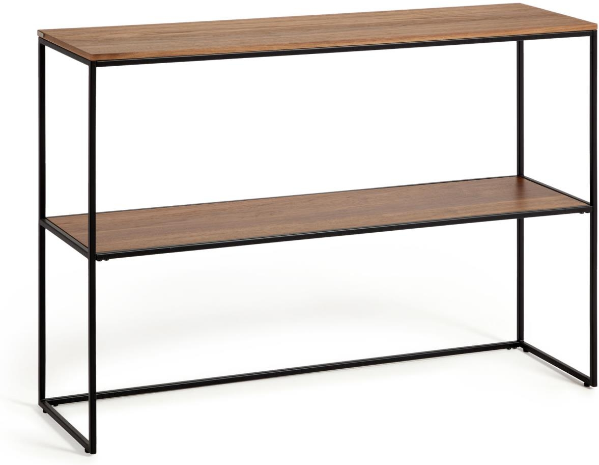 Konsolbord Kave Home Yoana   Mat Sort Metal Med Valnøddefiner 120x30x80 Cm