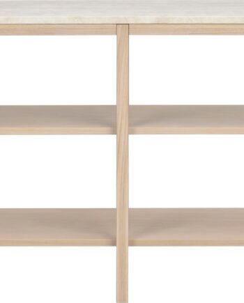 Konsolbord Rowico Orwel   Massivt Egetræ Og Ubehandlet Italiensk Travertin Beige Hvidvasket 140x40x75 Cm