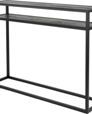 Konsolbord Spinder Design Daniél   Sortlakeret Stål Og Sortbejdset Egetræ Med Hylde