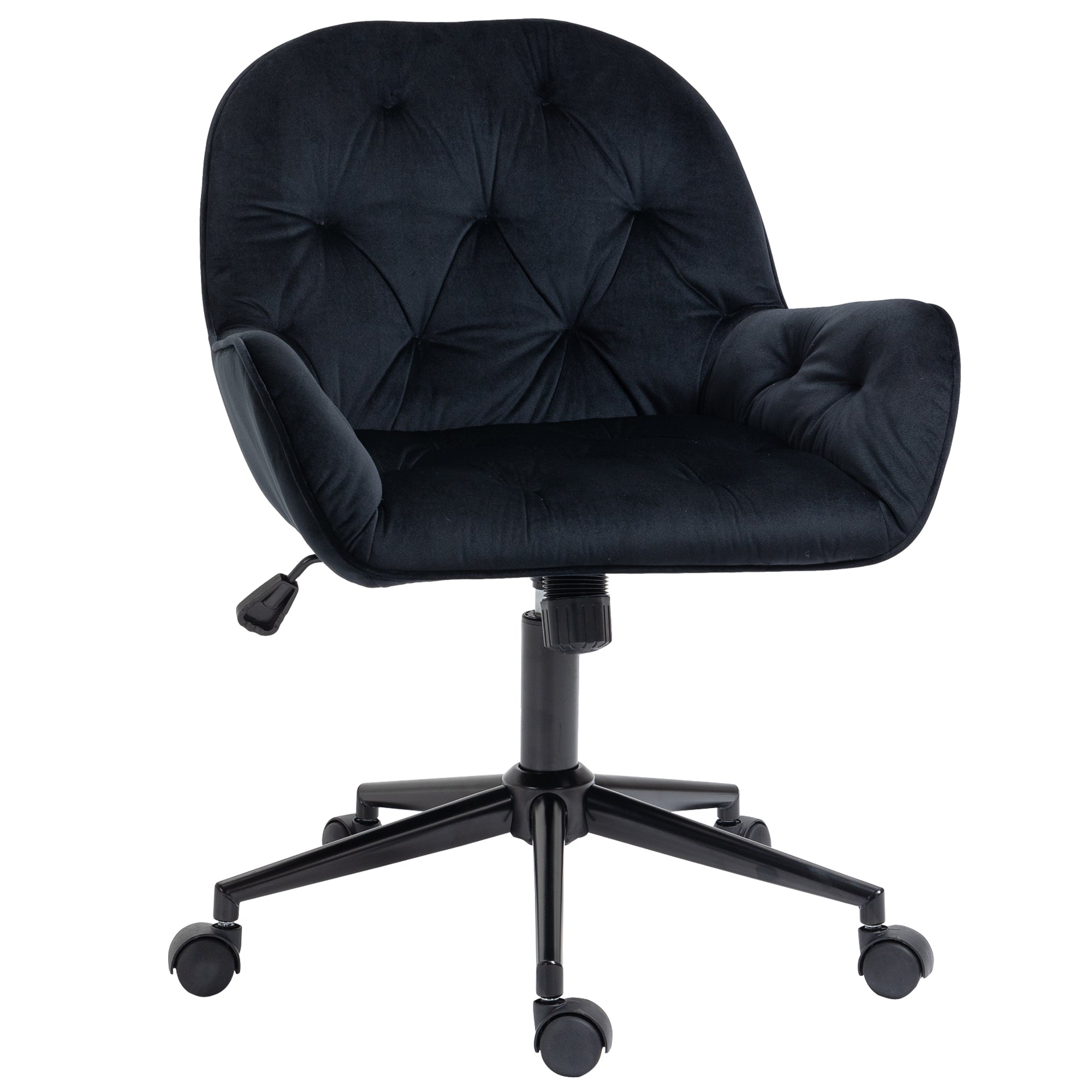 Kontorstol  Drejestol  Højdejusterbar Chefstol  Skrivebordsstol  Lænestol  Kontor  Fløjlsblød Polyester  Sort  60   61   81-91 Cm
