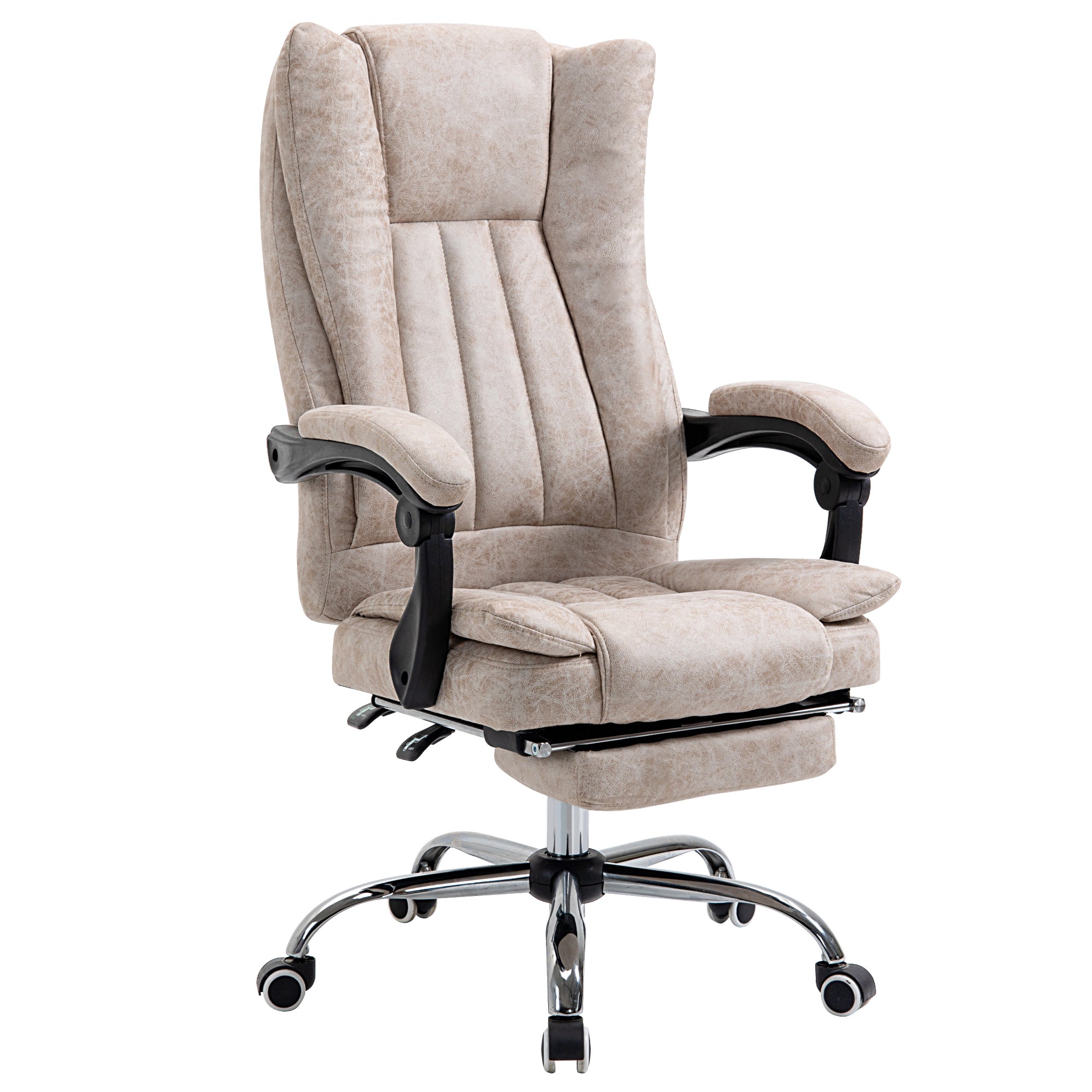 Kontorstol Drejestol Med Hældningsfunktion Fodstøtte Kontorstol Sædehøjdejustering Stol Skrivebordsstol Mikrofiber Plast Metal Nylon Beige Sort Sølv 63   71   110-118 Cm
