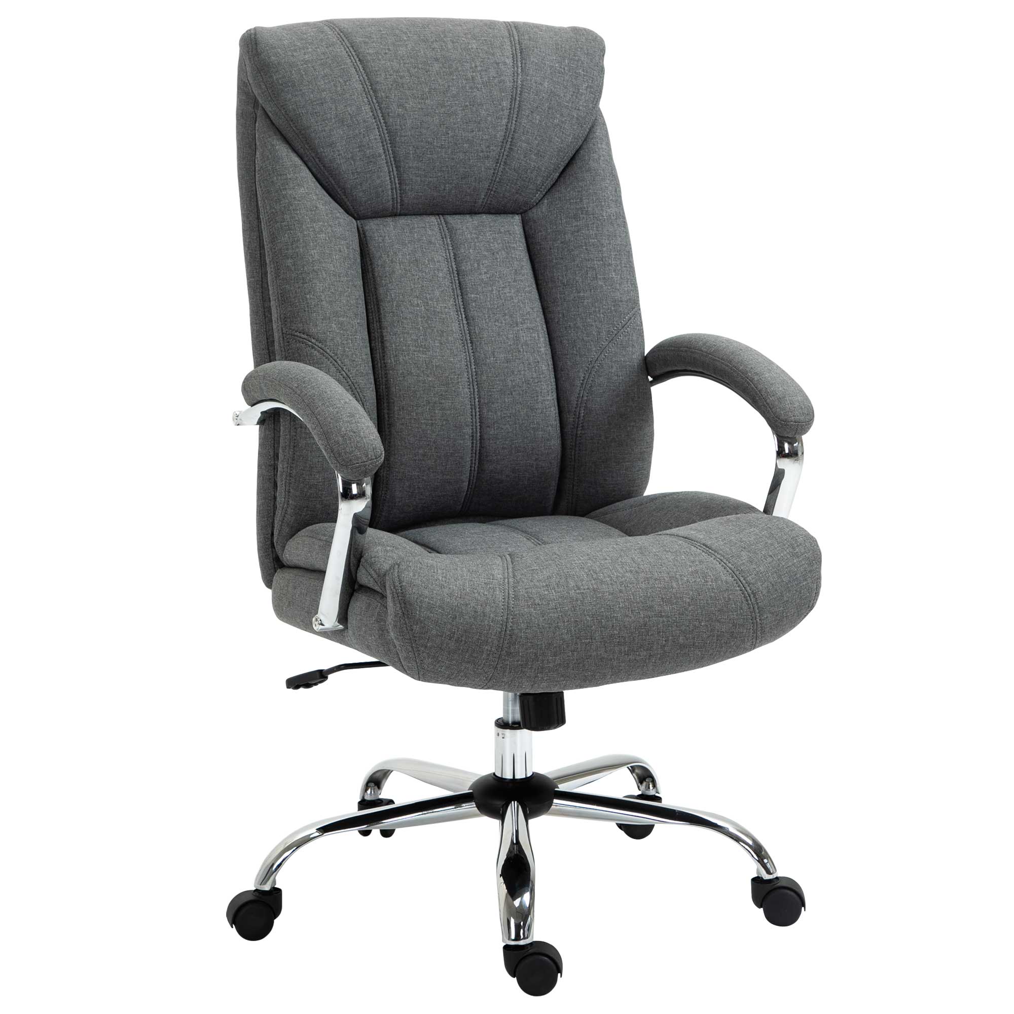 Kontorstol Med Gyngefunktion  Ergonomisk Stol Med Polstrede Armlæn Og Nakkestøtte  Højdejusterbar Kontorstol  Drejestol Med Ryglæn  Nylon Grå  65   78   110-118 Cm