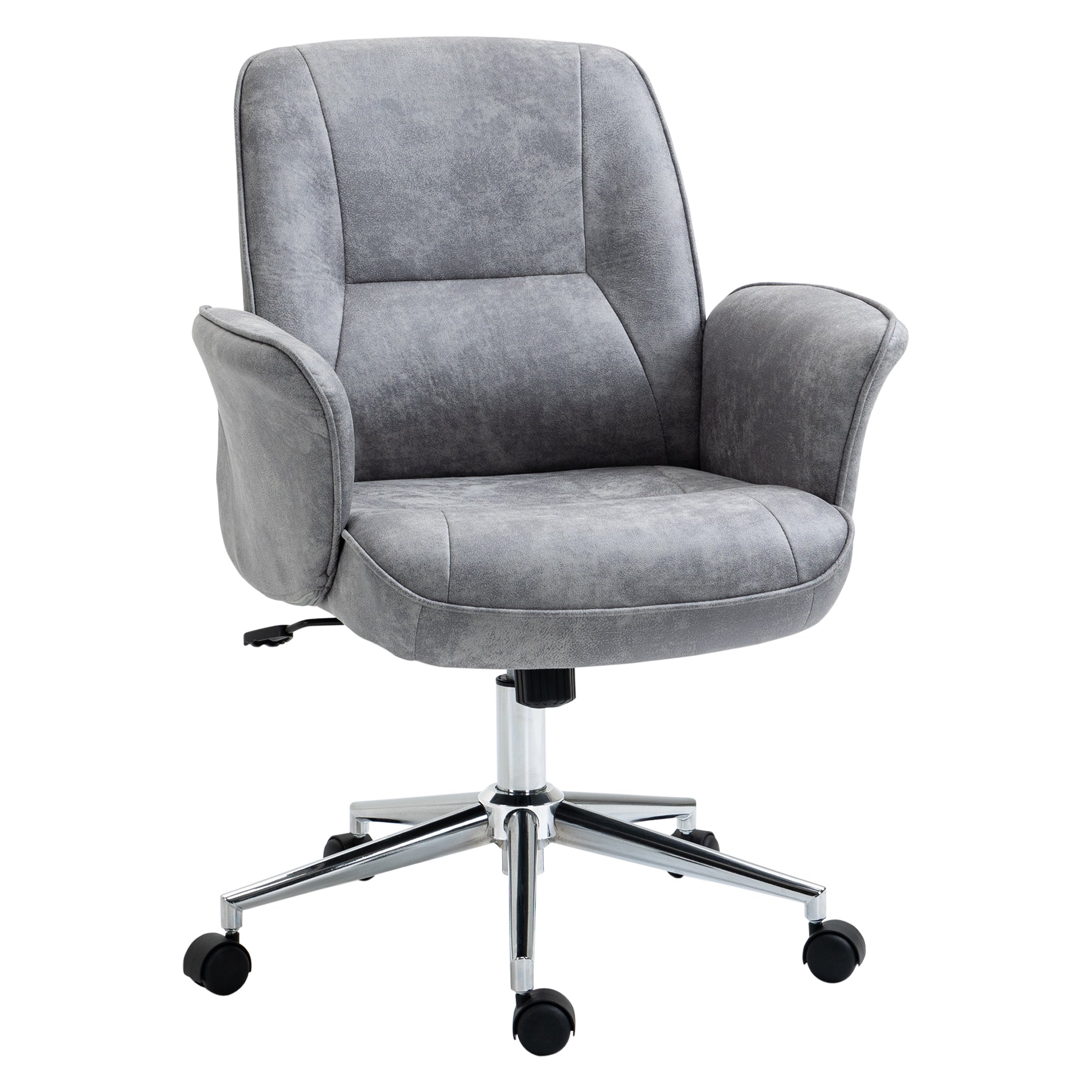 Kontorstol Med Gyngefunktion  Højdejusterbar Drejestol  Ergonomisk Arbejdsstol  Moderne  Lasteevne Op Til 120 Kg  Mikrofiber  Lysegrå  67   69   92-102 Cm
