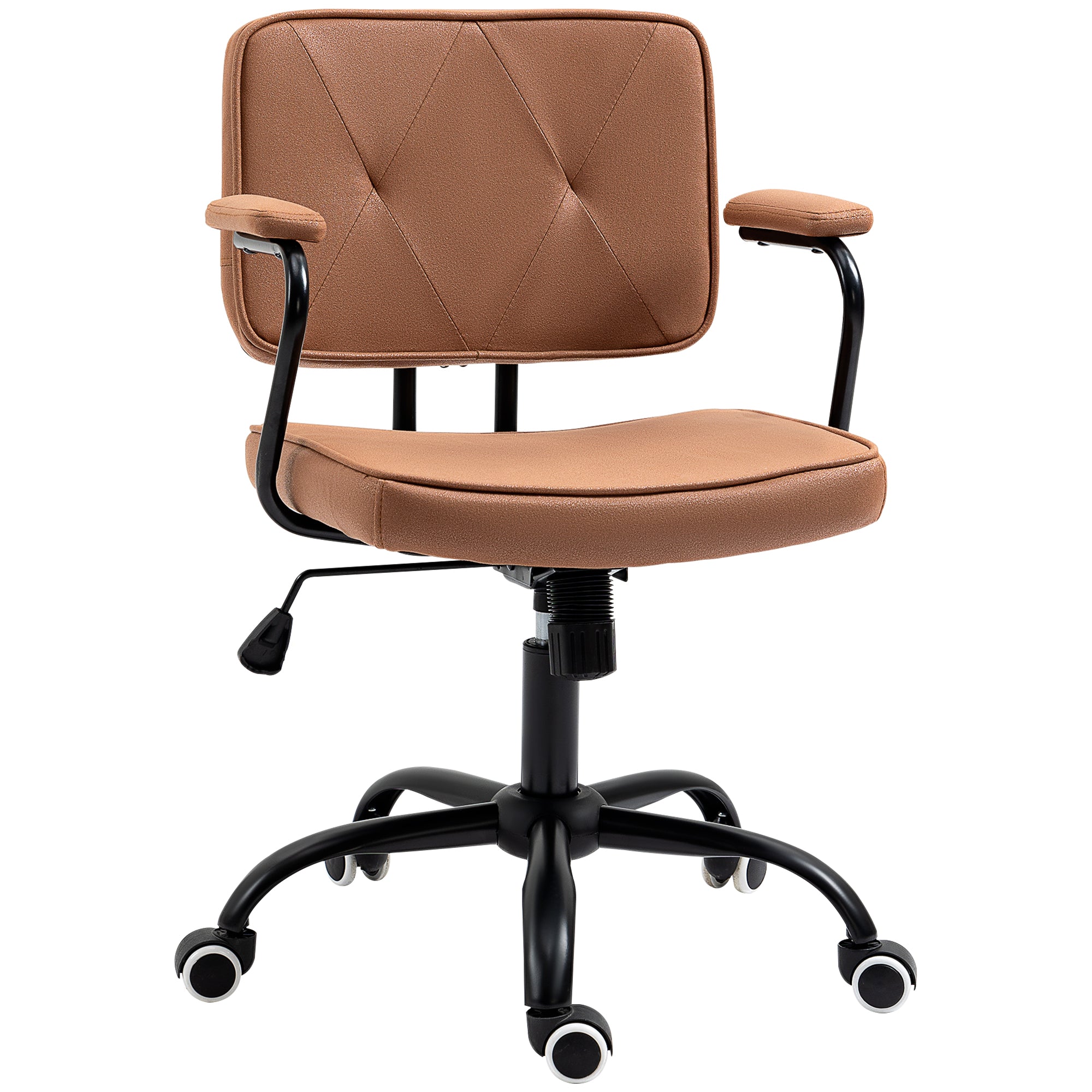 Kontorstol Med Hjul  Drejestol  Skrivebordsstol Til Kontoret  Højdejusterbar Med Vippefunktion  360â  Rotation  Vipbar  Skum  Brun  61   58   82-91 Cm