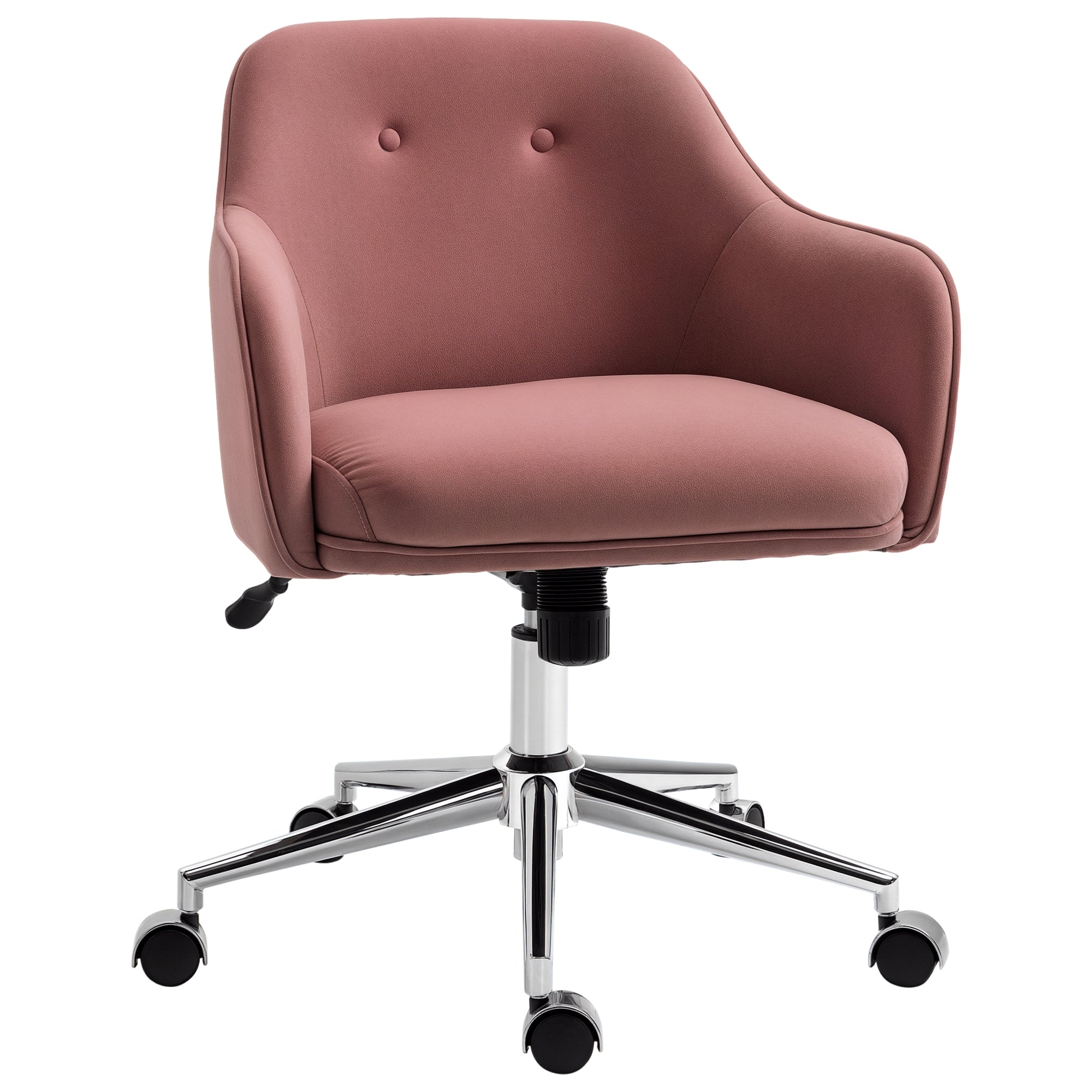 Kontorstol Med Knaplukning  Højdejusterbar  Gyngefunktion  Fløjlslook  61 Cm   59 Cm   90   Cm  Antik Pink