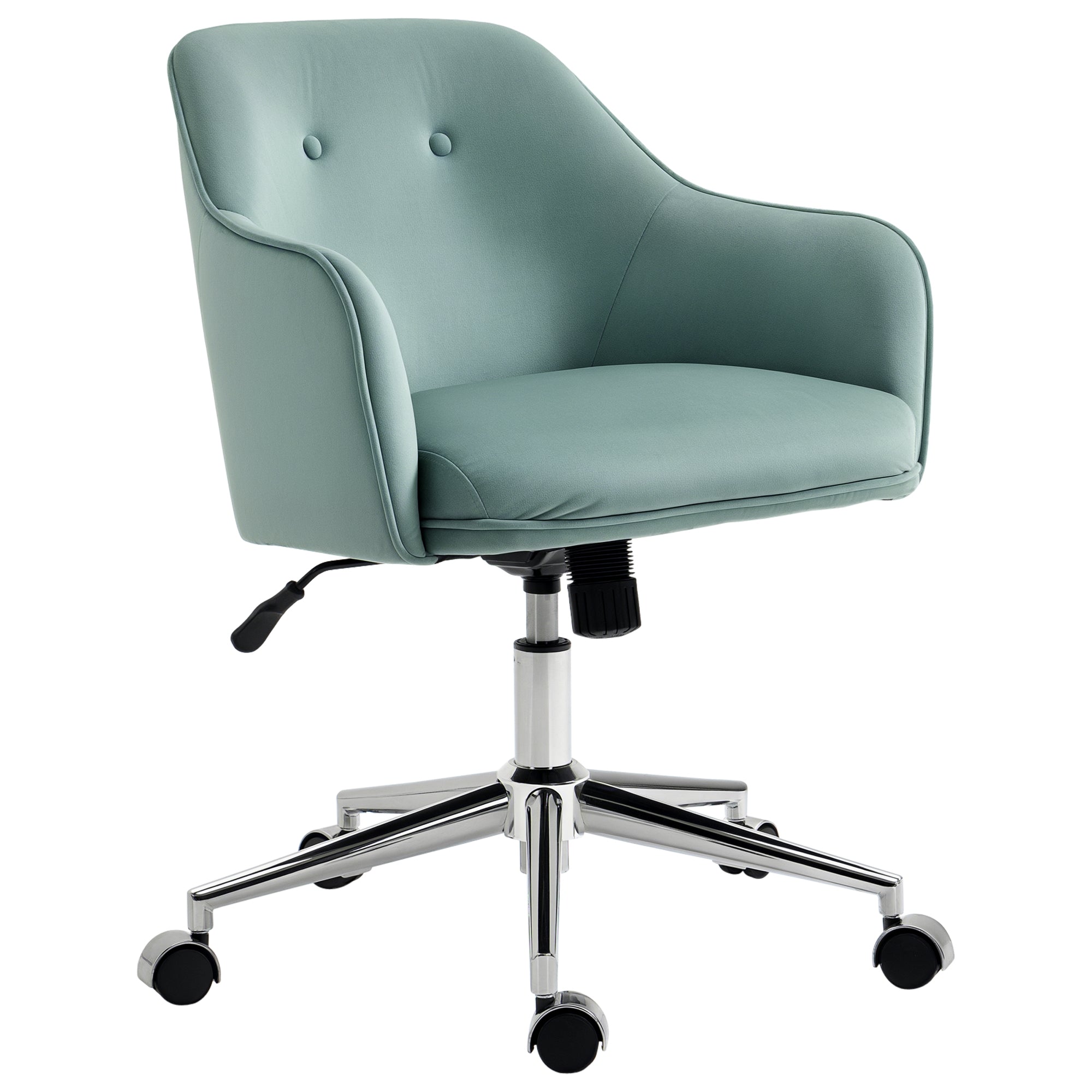 Kontorstol Med Knaplukning  Højdejusterbar  Gyngefunktion  Fløjlslook  61 Cm   59 Cm   90   Cm  Turkis