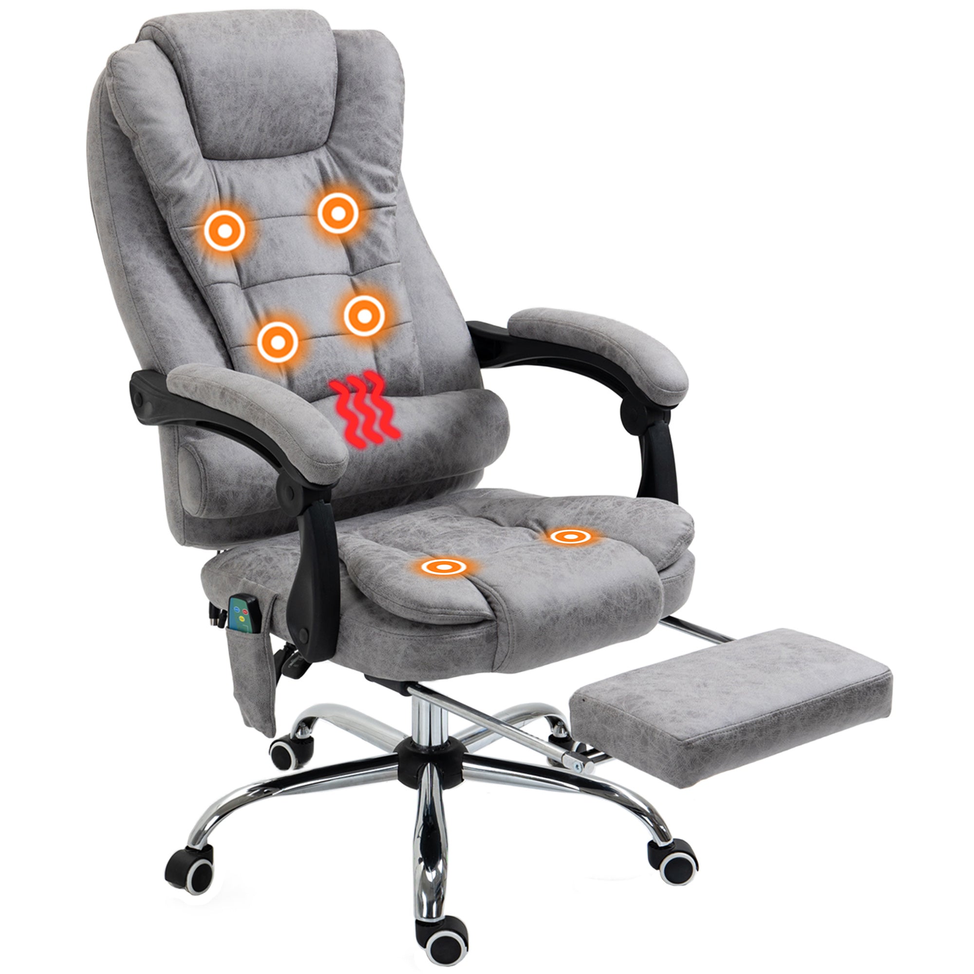 Kontorstol Med Massagefunktion  Ergonomisk Skrivebordsstol Med Lænefunktion Og Varmefunktion  Fjernbetjening  Grå