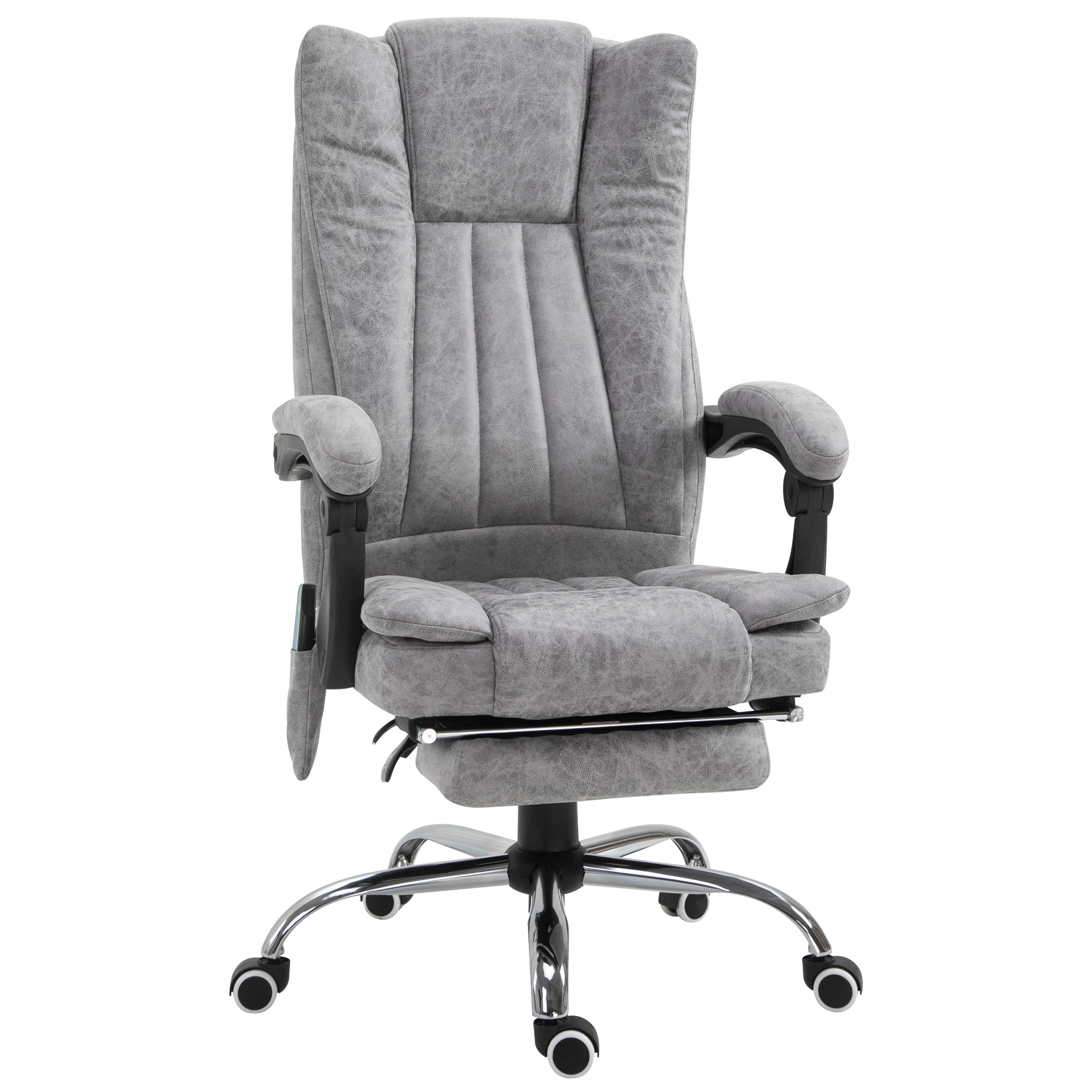 Kontorstol Med Massagefunktion  Ergonomisk Skrivebordsstol Med Varmefunktion  Lænefunktion  Højdejusterbar Drejestol Med Fodstøtte  Sidelomme  Grå