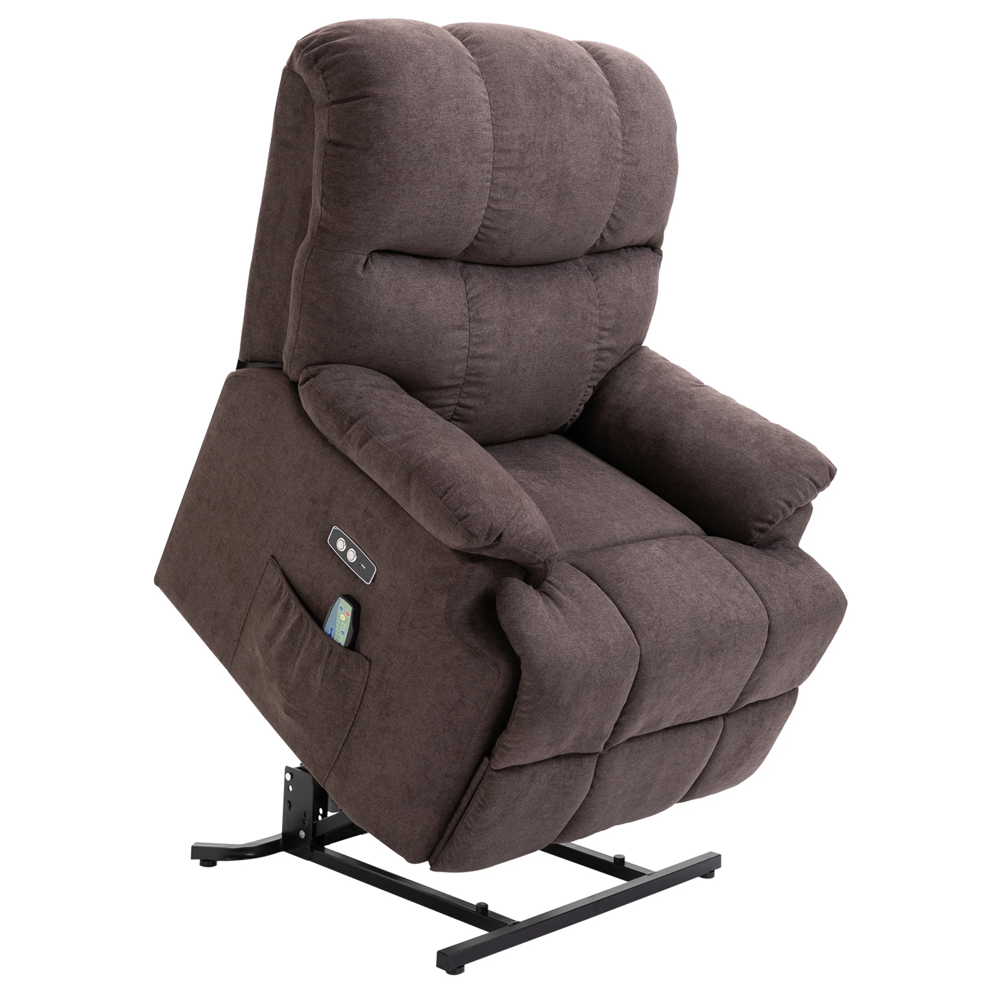 Lænestol Med Ståstøtte  160â  Justerbar Ryglæn  Massage- Og Varmefunktion  83 Cm   95 Cm   105 Cm  Brun