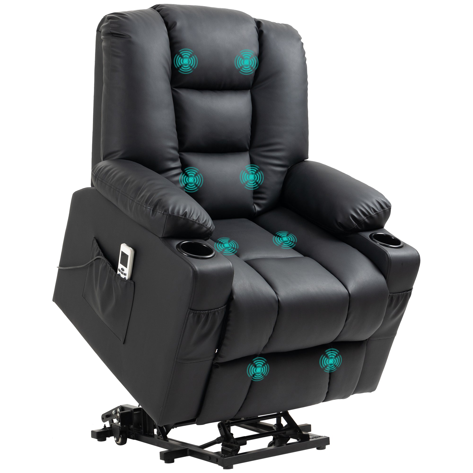 Lænestol Med Ståstøtte  Usb  Massagefunktion  Kunstlæder  Op Til 150 Kg  90x98x102 Cm  Sort