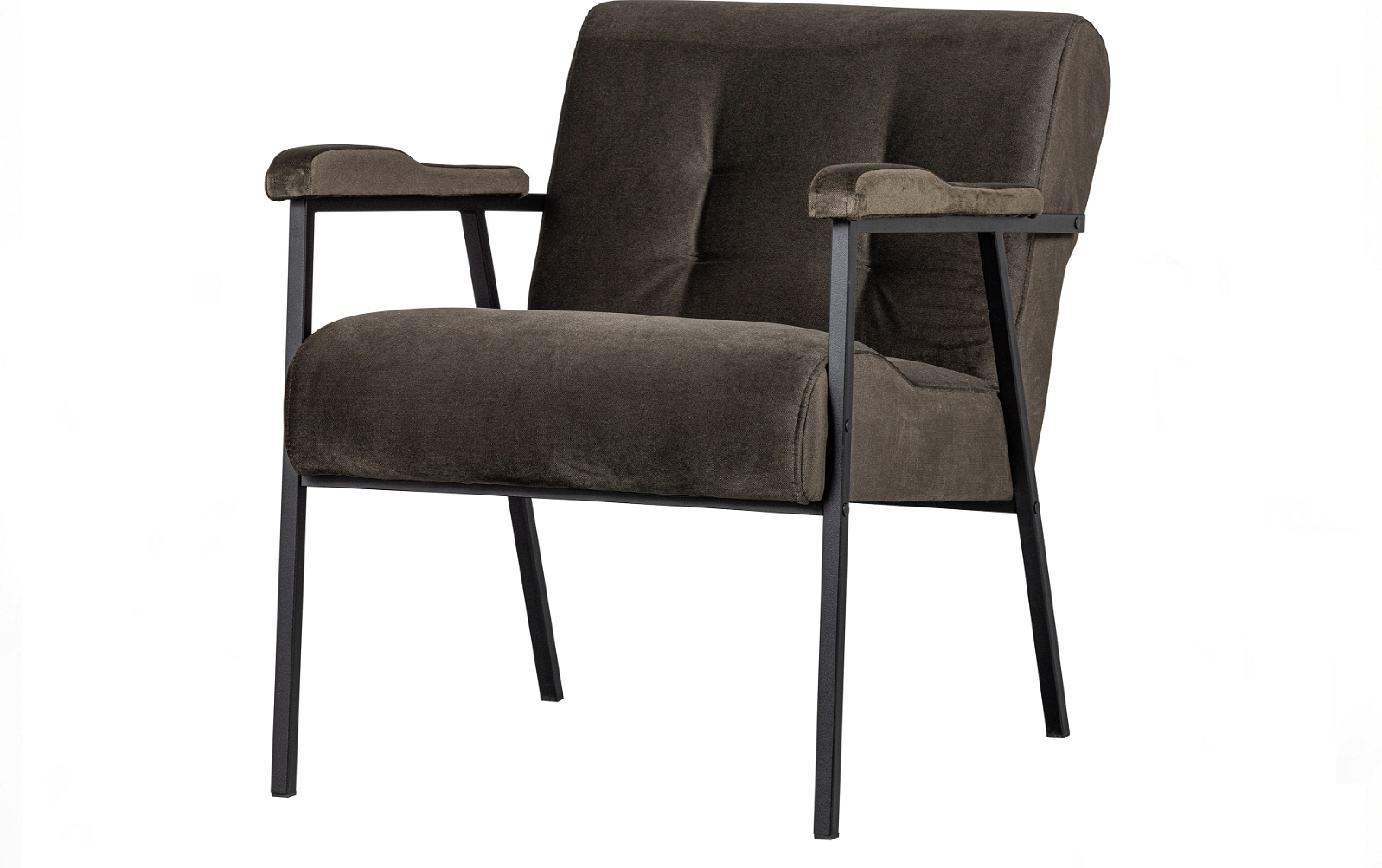 Lænestol Woood Exclusive Scott Fløjl Mørkegrøn H75xb65xd83cm Mat Sort Metalramme
