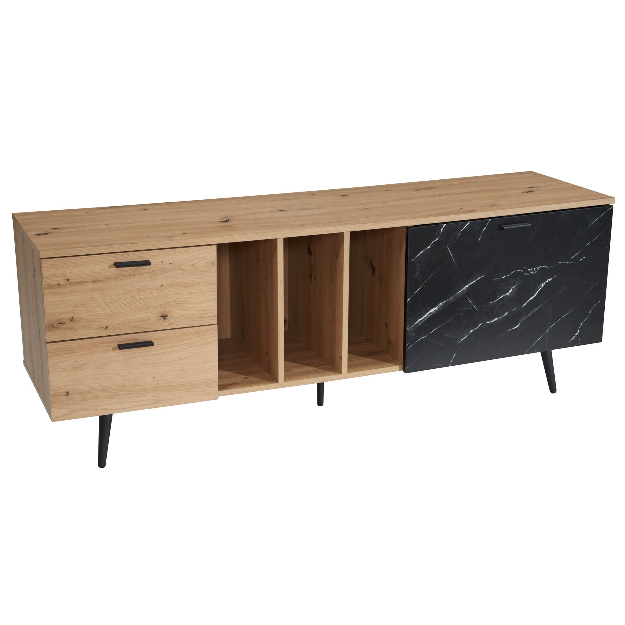 Lavt Tv-bord   Egedekor Med Marmorlook   Sort 150x55x40 Cm