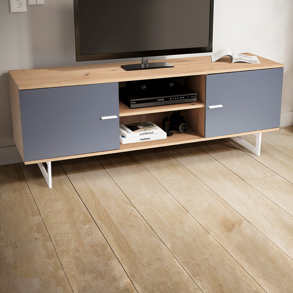 Lavt Tv-bord   Egedekor Og Grå 150x55x40 Cm