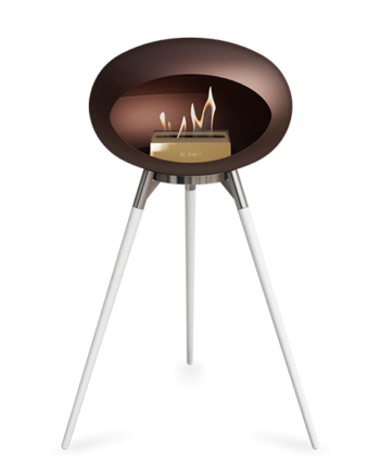 Le Feu Ground Wood High   Mocca Hvide Ben Poleret Stål Stel Rose Gold Brænder  : Erling Christensen Møbler